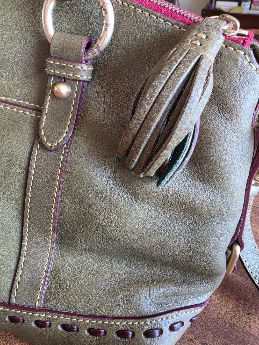Dooney & Bourke Olive Green Florentine Leather Satchel Bag - Picture 8 of 16